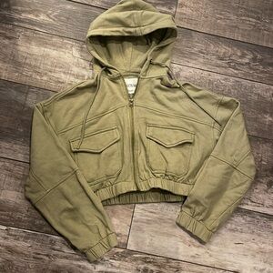 RESERVE FAIRFAX CROPPED HOODED ZIP FRONT SWEATSHIRT